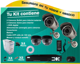 Kit 4 Cámaras 2 Bullet 700TVL y 2 Domos 600TVL